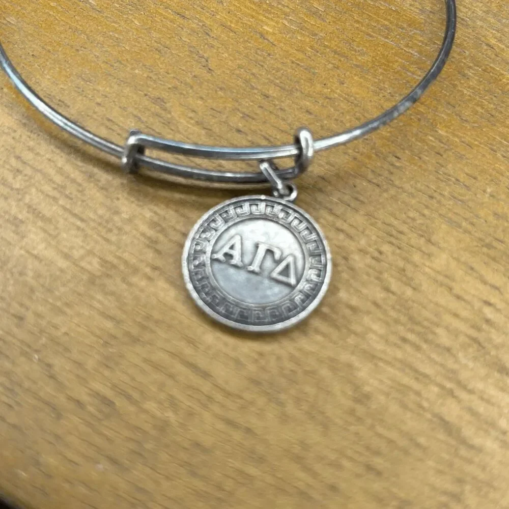 ALEX AND ANI Alpha Delta Pi Charm Bangle Silver Tone Bracelet